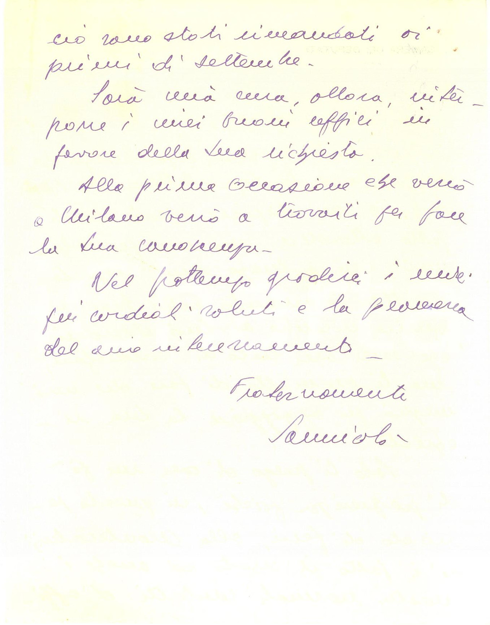 1950 ROMA Lettera on. Umberto SANNICOLO' per aiuto in una pratica - AUTOGRAFO