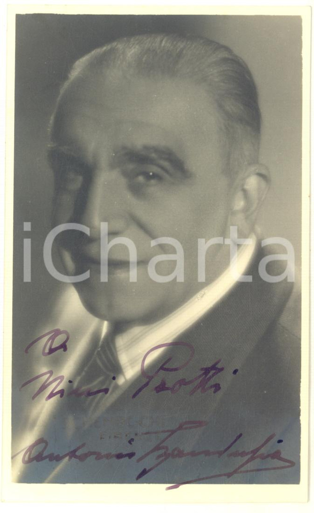 1945 ca TEATRO Attore Antonio GANDUSIO - Foto SCHEMBOCHE con AUTOGRAFO 8x14 cm