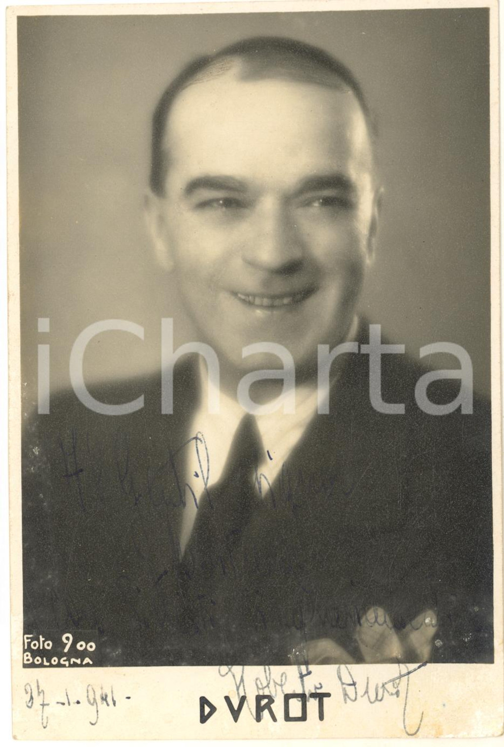 1941 TEATRO OPERETTA Cantante Roberto DUROT - Foto con AUTOGRAFO 12x17