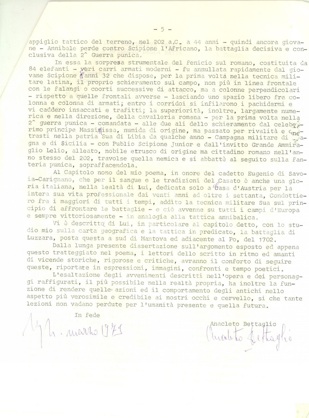 1979 Anacleto BETTAGLIO Riflessioni su "Monte Penice e Viqueria" - AUTOGRAFO