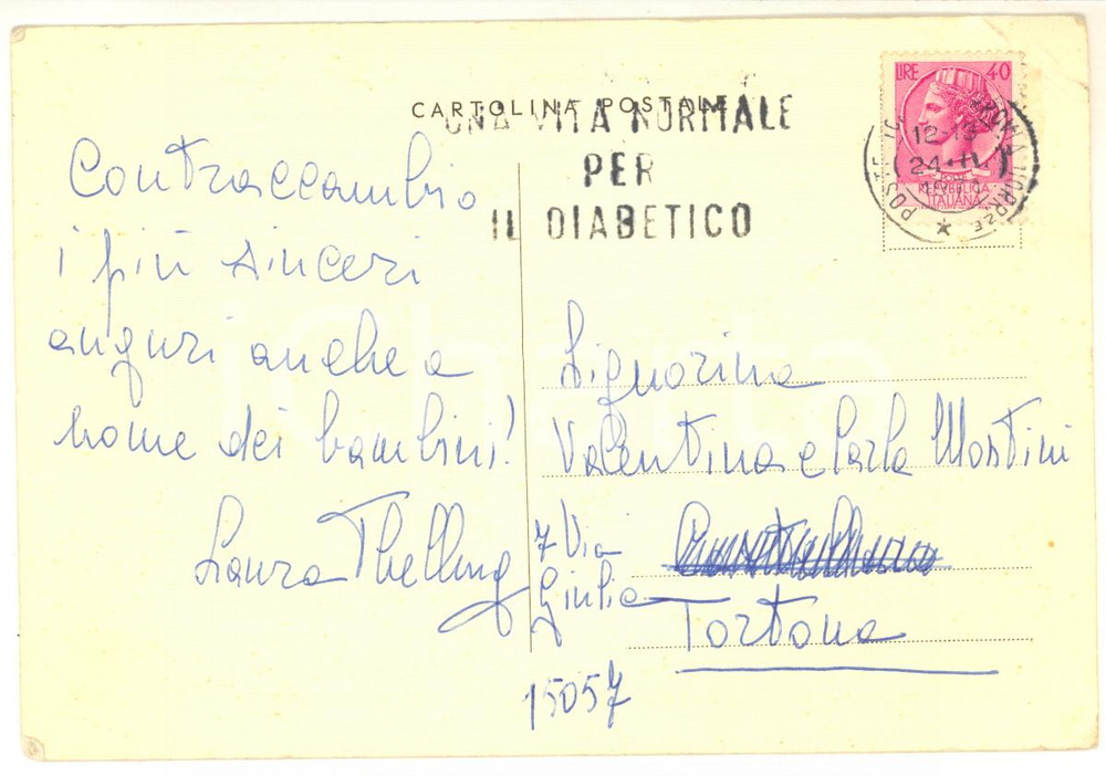 1971 s.l. Cartolina contessa Laura THELLUNG DE COURTELARY - AUTOGRAFO FG VG