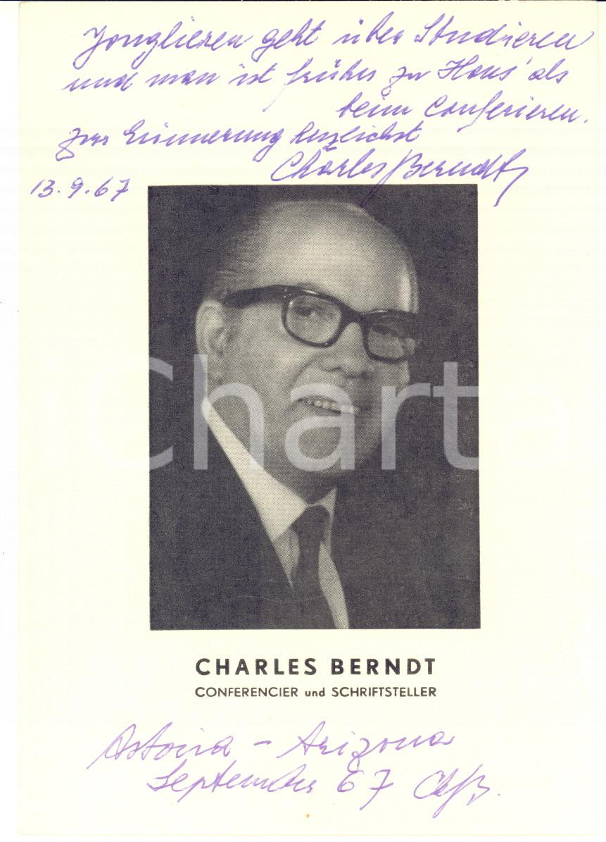 1967 ARIZONA Portrait of Charles BERNDT composer - SIGNED card 10x15 cm