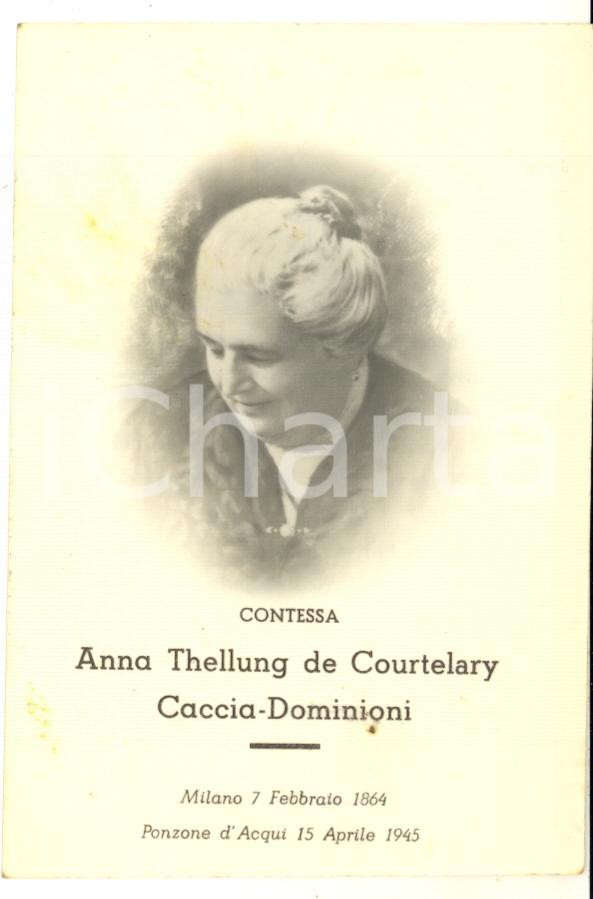1945 PONZONE D'ACQUI In memoria di Anna THELLUNG DE COURTELARY *Santino ritratto