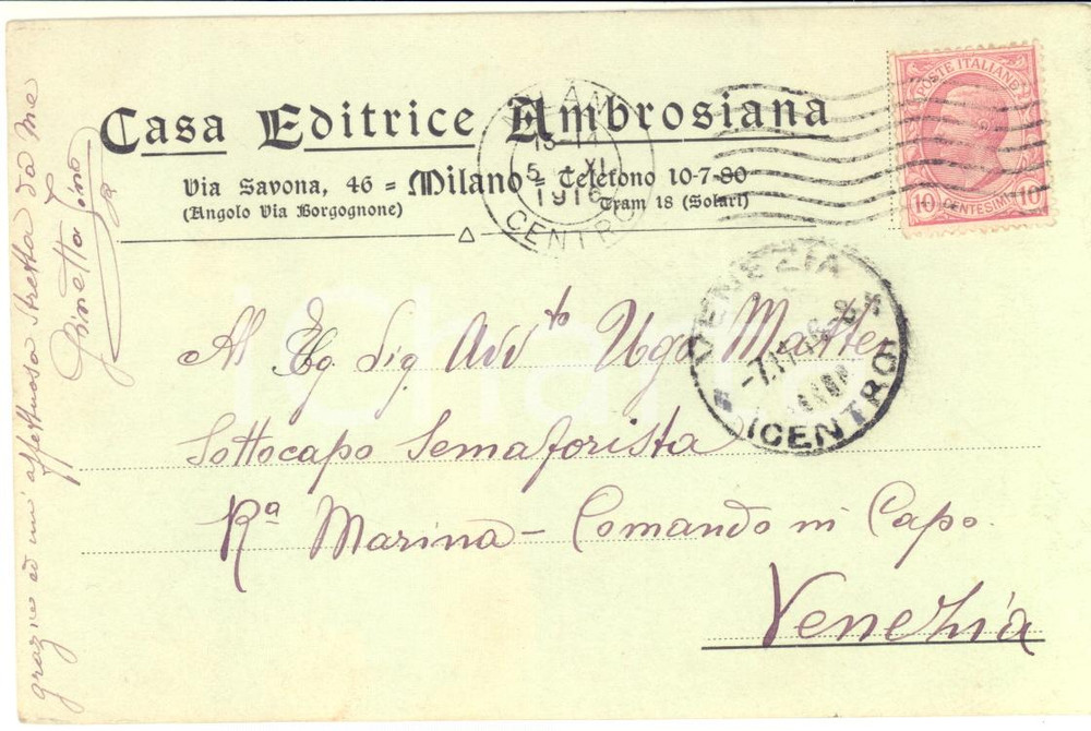 1916 MILANO Casa Editrice AMBROSIANA - Cartolina intestata - FP VG