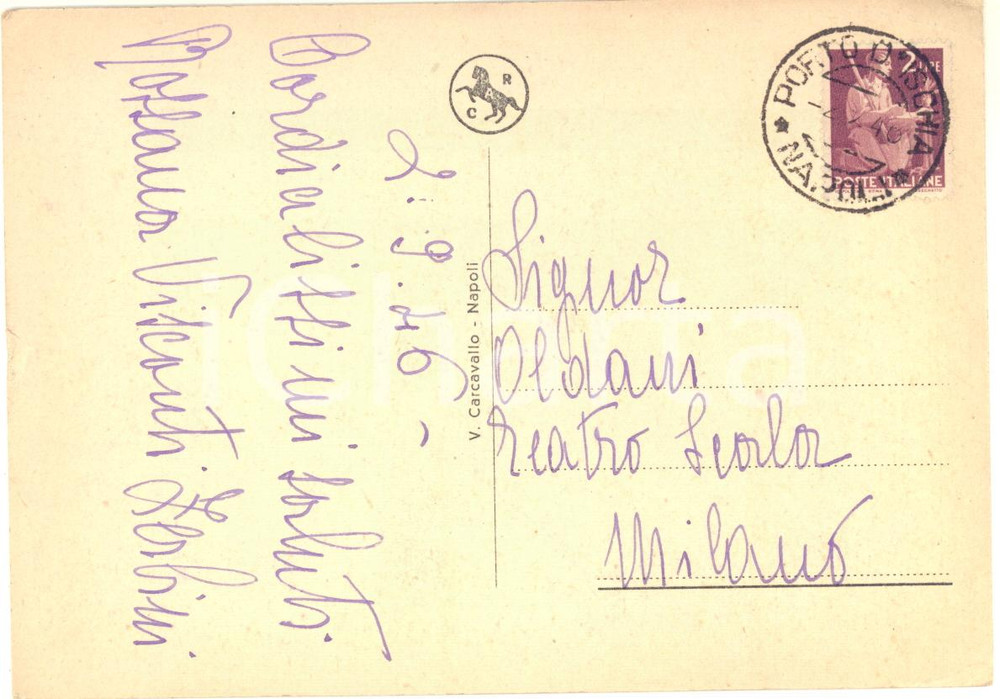 1946 ISCHIA Cartolina cantante Rossana ZERBINI a Luigi OLDANI - AUTOGRAFO FG VG