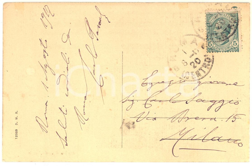 1917 ROMA Cartolina Carlo PASCAL a Carlo SAGGIO - Autografo FP VG