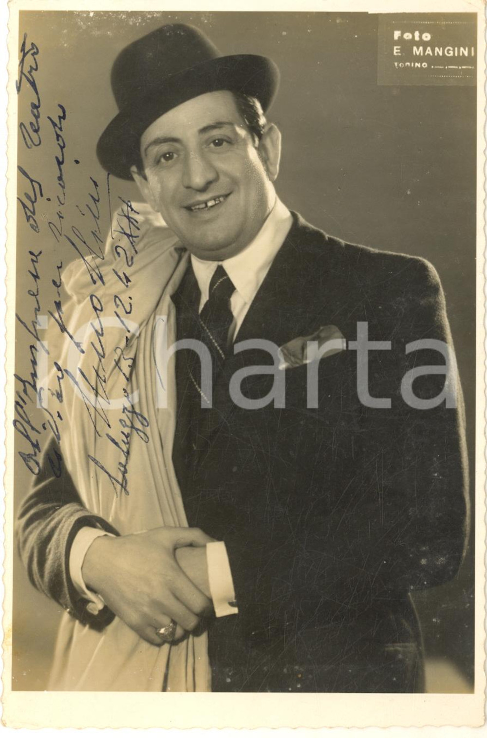 1942 TEATRO SALUZZO Attore Nino NINI - Fotografia con AUTOGRAFO 11x17 cm