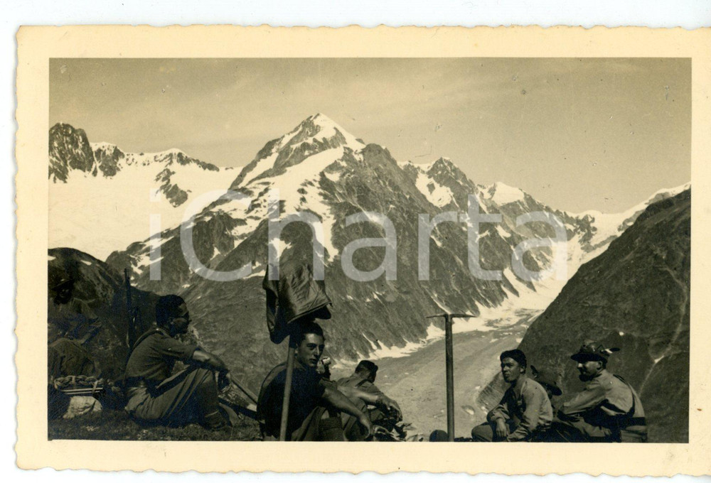 1937 COLLE DI TOULA Pausa di un gruppo di Alpini in esercitazione - Foto 14x9