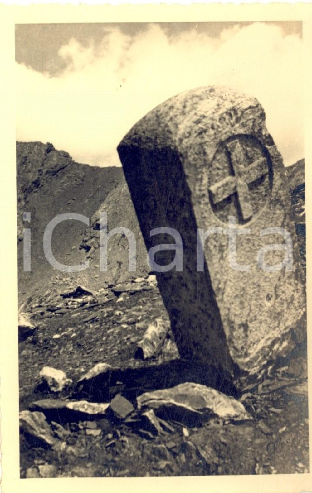 1940 ca MONTE BIANCO Cippo di confine - Versante italiano - Fotocartolina FP NV