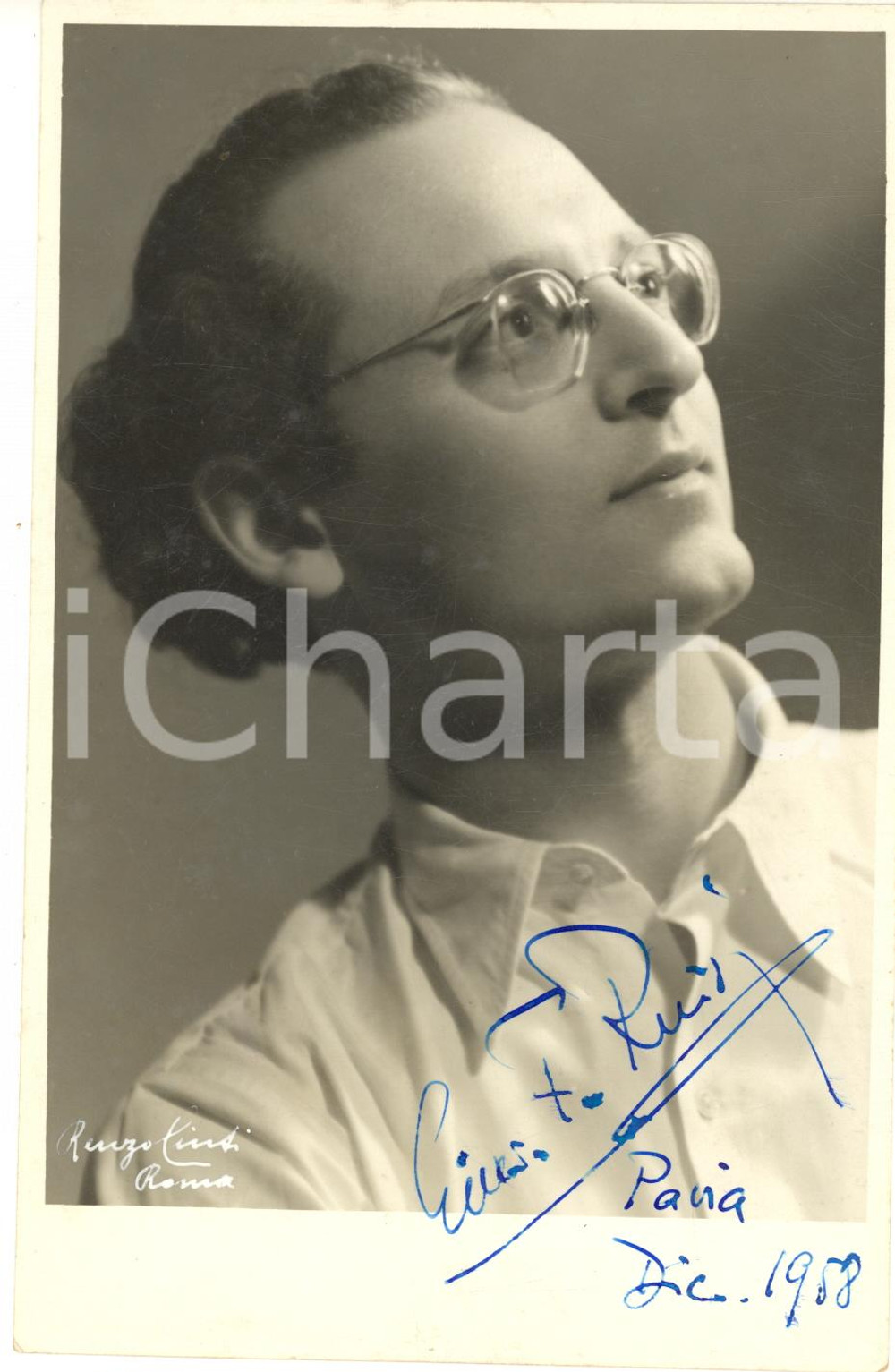 1958 PAVIA Giuseppe RUISI direttore d'orchestra - Foto con AUTOGRAFO 11x18 cm