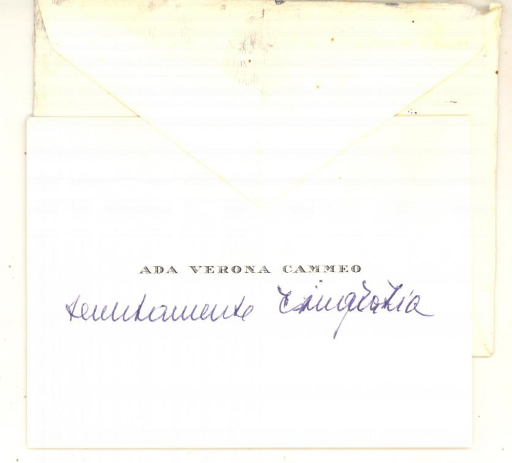 1972 MILANO Ada VERONA CAMMEO Biglietto da visita  - AUTOGRAFO