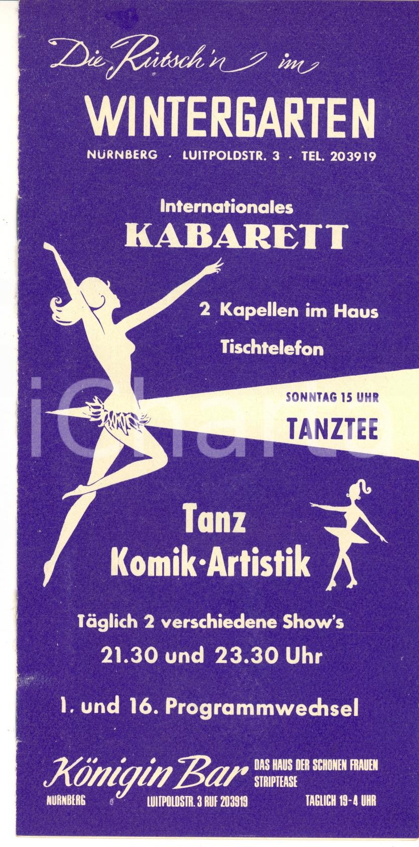 1965 NURNBERG KABARETT Rutsch'n in Wintergarten - Konigin Bar *Programm