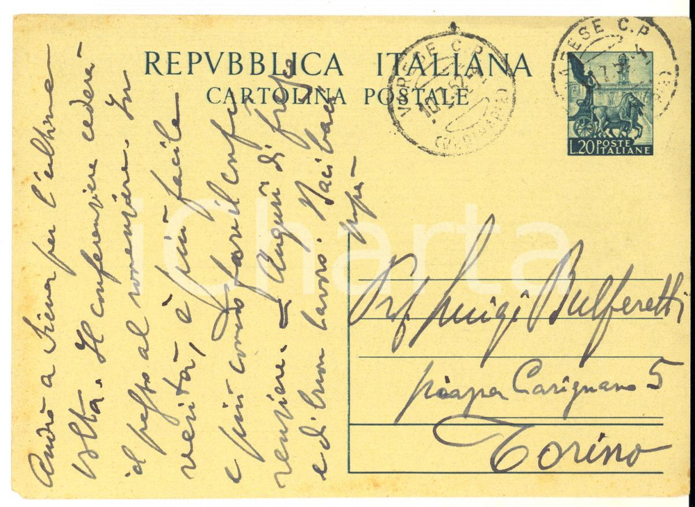 1952 VARESE Domenico BULFERETTI e la vendita all'asta della casa - AUTOGRAFO