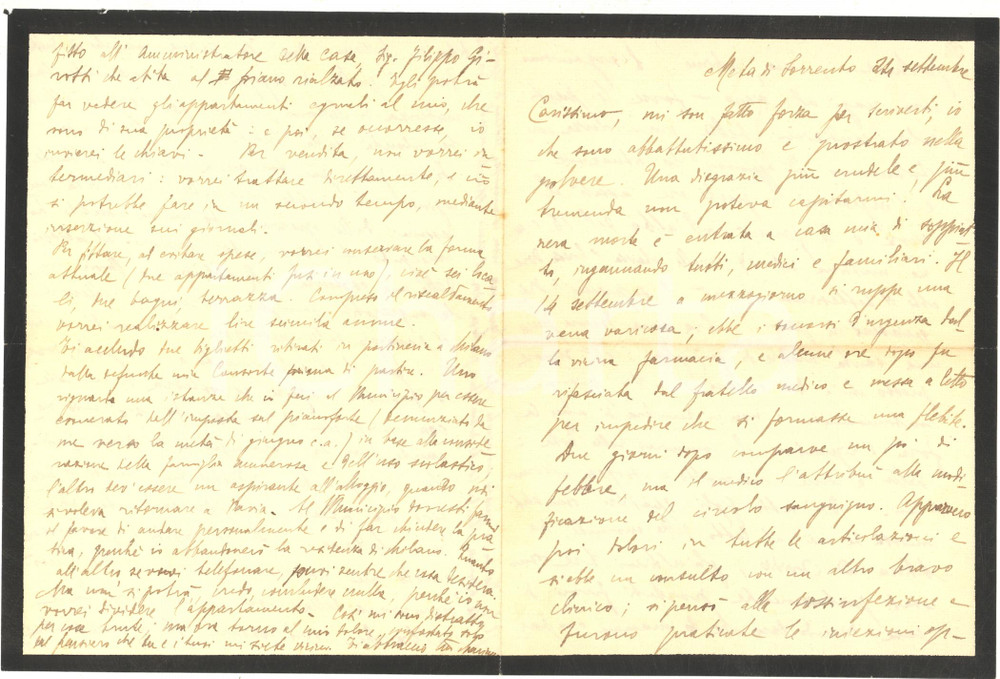 1938 META DI SORRENTO Lettera di Mariano MARESCA in lutto familiare - AUTOGRAFO