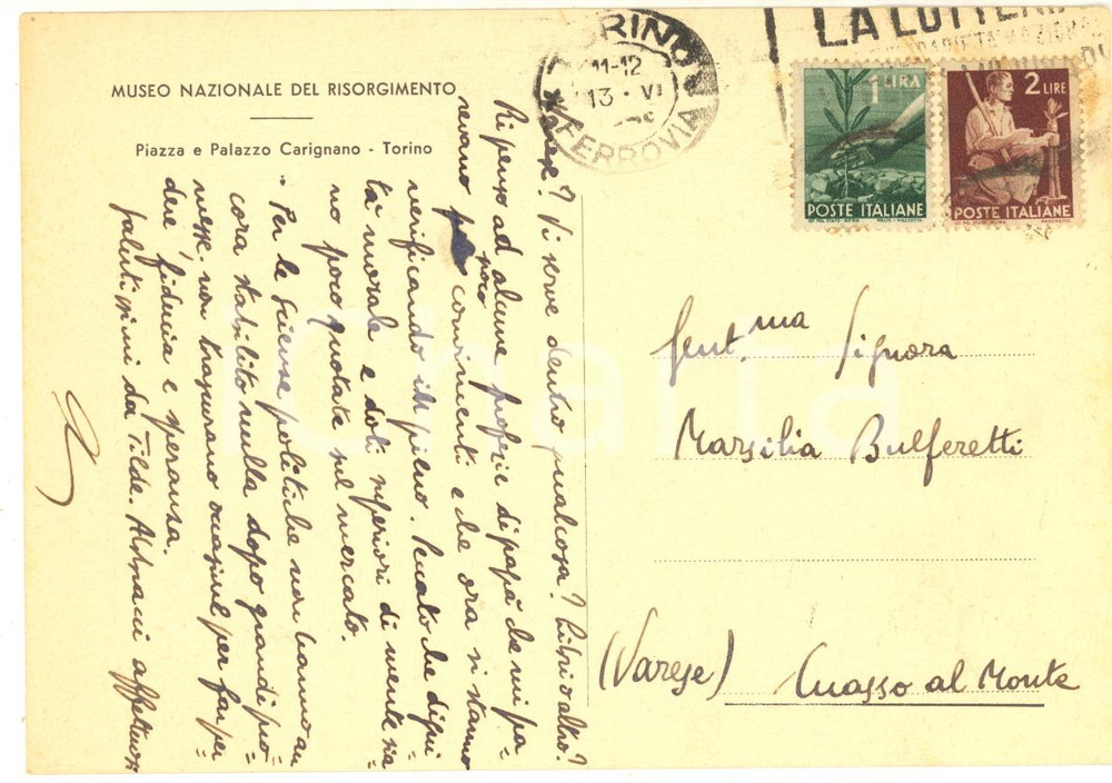 1946 TORINO MUSEO RISORGIMENTO Luigi BULFERETTI dà ragione al padre - Autografo