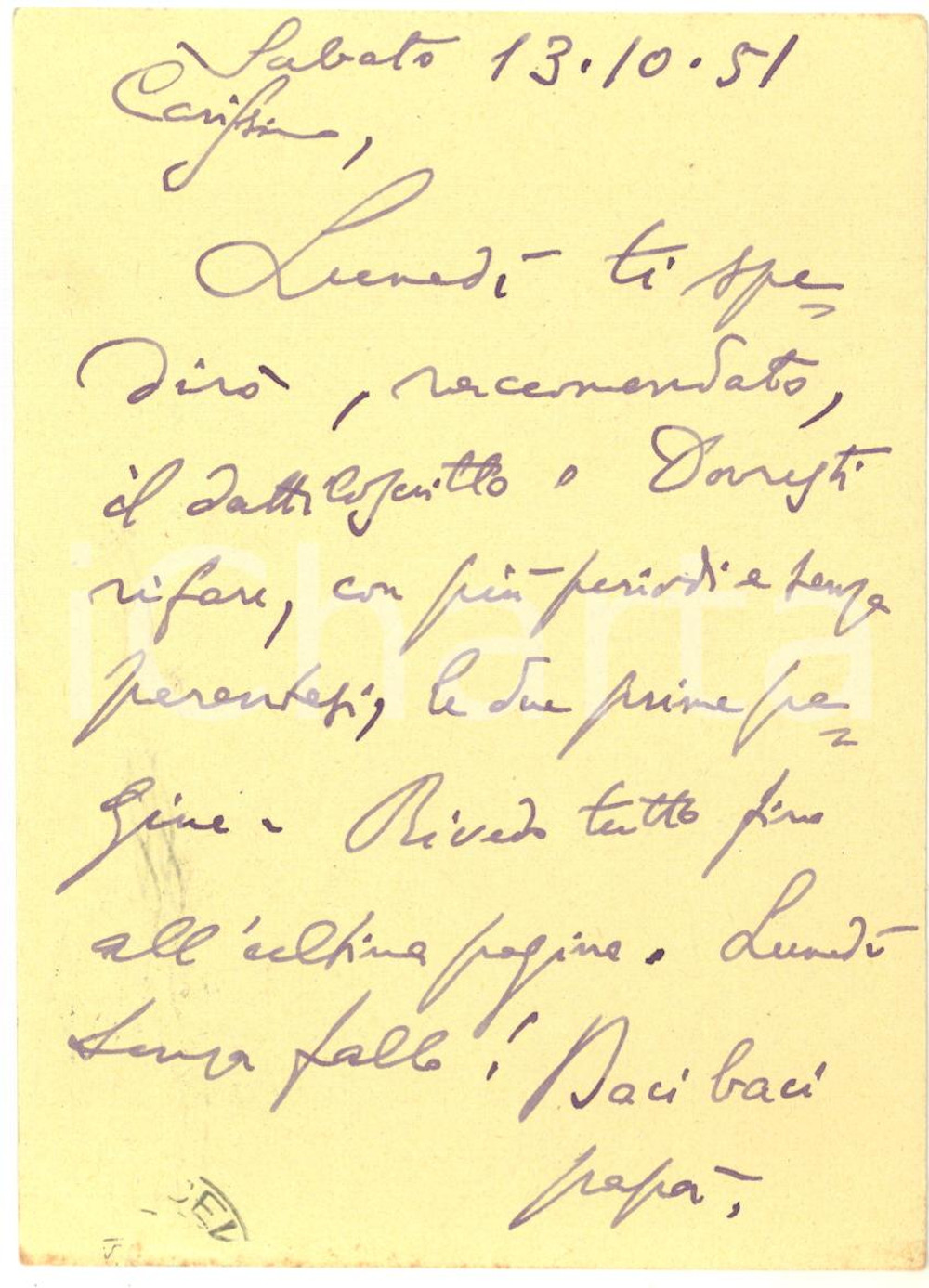 1951 VARESE Domenico BULFERETTI corregge dattiloscritto del figlio - AUTOGRAFO