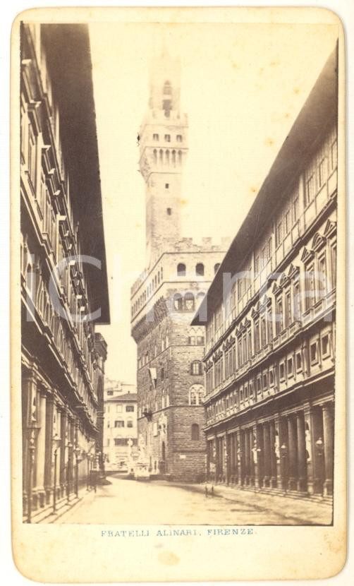 1865 ca FIRENZE Veduta laterale di Palazzo Vecchio - Foto Fratelli ALINARI CDV