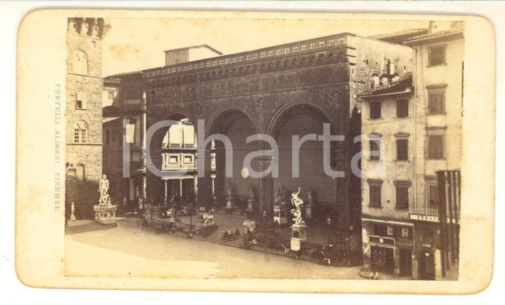 1865 ca FIRENZE Veduta della Loggia della Signoria - Foto Fratelli ALINARI CDV