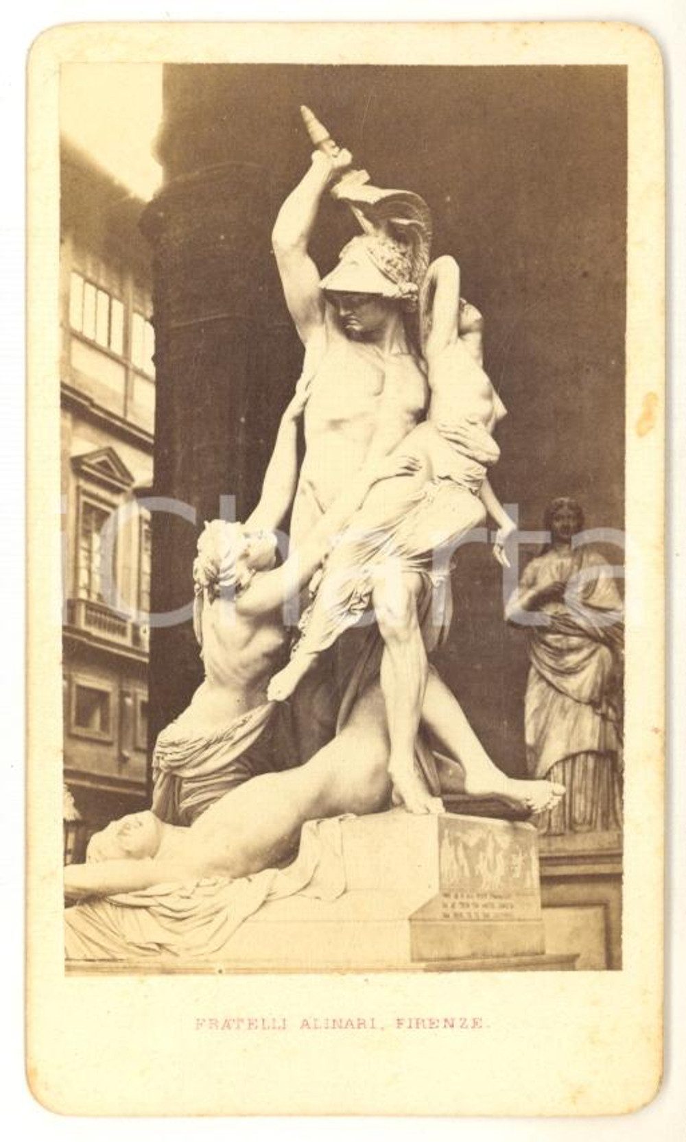 1865 ca FIRENZE Loggia della Signoria - Ratto di Polissena *Foto ALINARI CDV