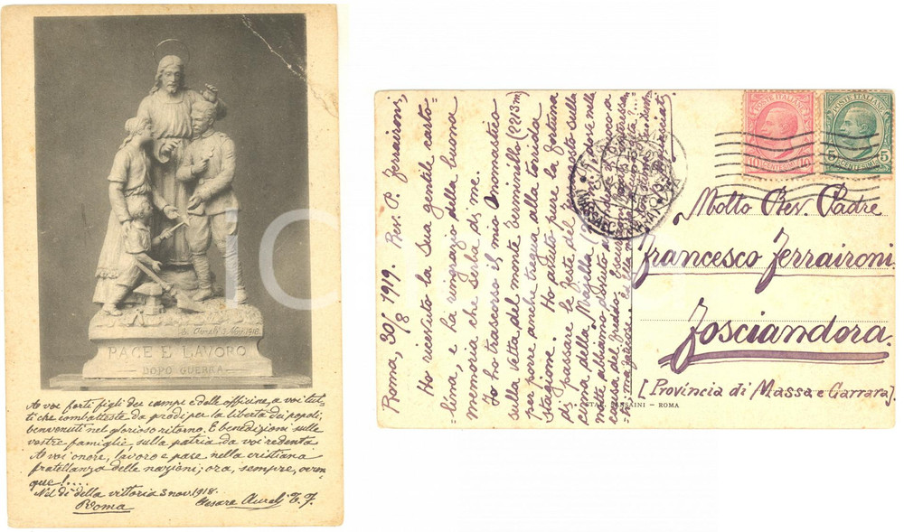 1919 ROMA Alpinista Bartolomeo ASQUASCIATI festeggia in vetta - AUTOGRAFO FP VG