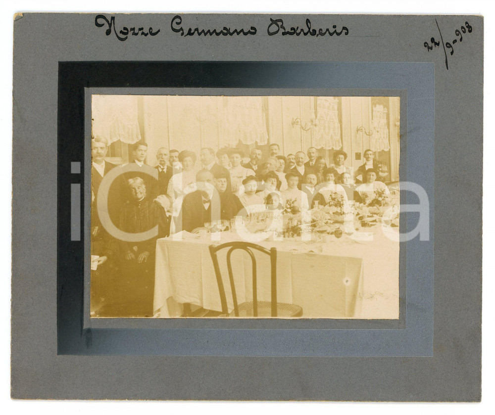 1908 PIEMONTE Nozze di Germano BARBERIS - Il ricevimento - Foto VINTAGE 18x14 cm