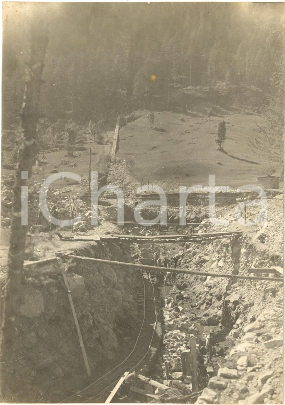 1920 ca Centrale idroelettrica di VALDO (VB) Scavi di fondazione - Foto 12x17 cm
