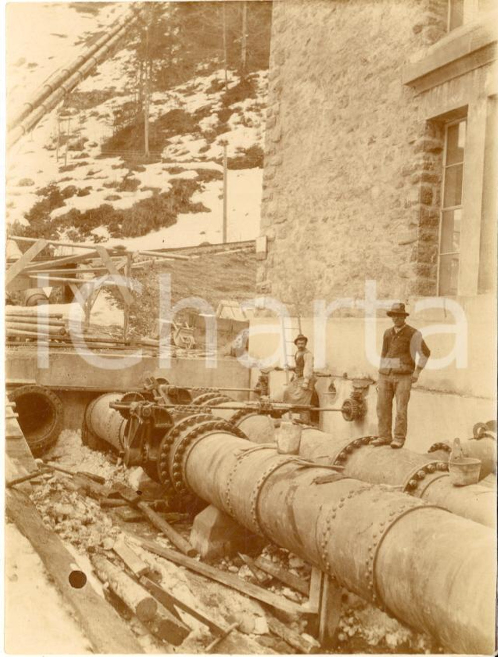 1915 ca VALDO / FORMAZZA Costruzione centrale idroelettrica - Foto ANIMATA 8x11