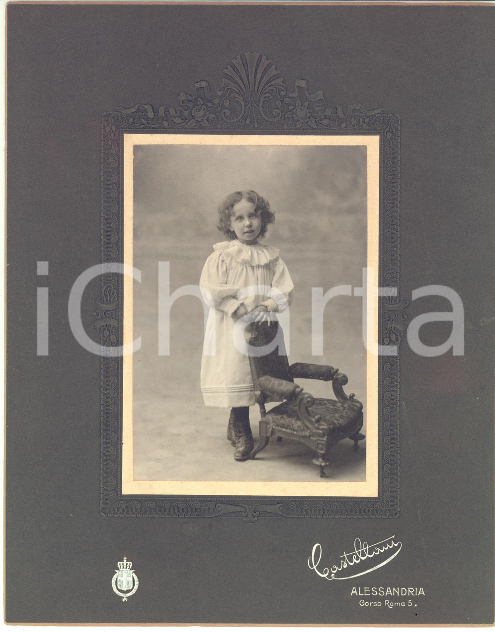 1910 ca ALESSANDRIA Ritratto di bambina in abito bianco - Foto CASTELLANI
