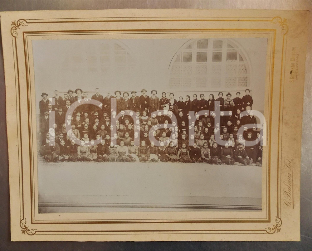 1880 ca SAN GERMANO CHISONE Operai di un cotonificio - Foto BALMAS 34x26 cm RARA