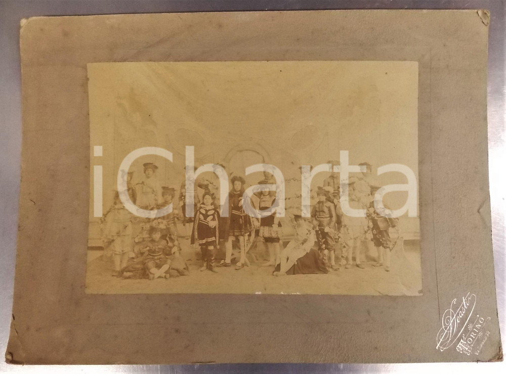 1900 ca TORINO TEATRO Bambini in costume storico - Foto DEASTI 36x26 RARA