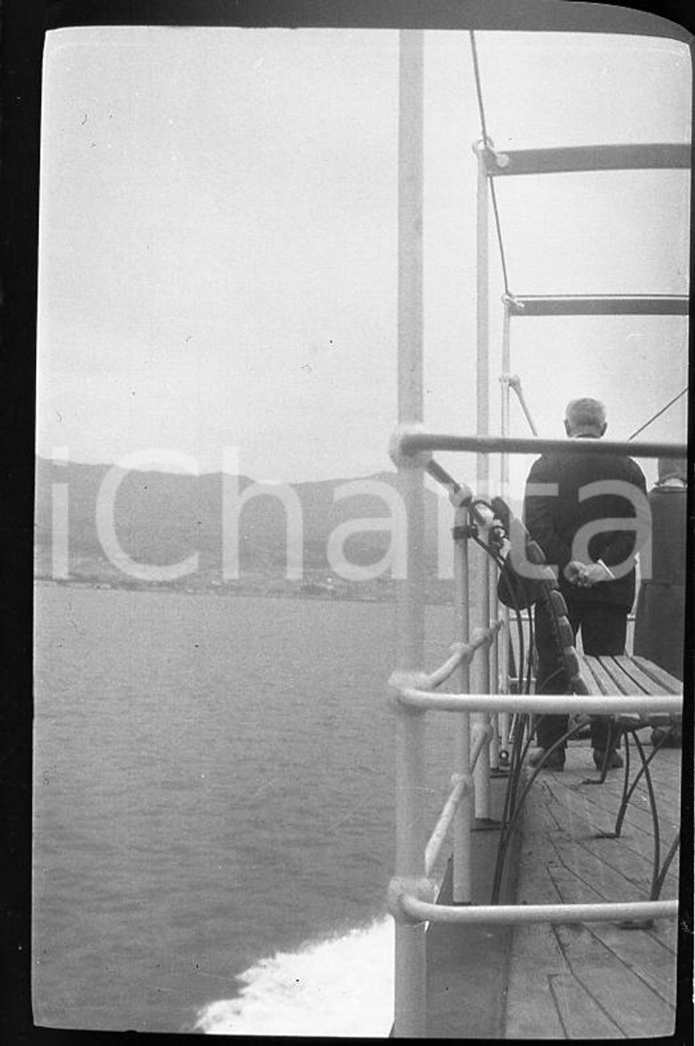 6X4cm NEGATIVO ORIGINALE * 1926 LAZIO La costa dal ponte di un piroscafo (1)