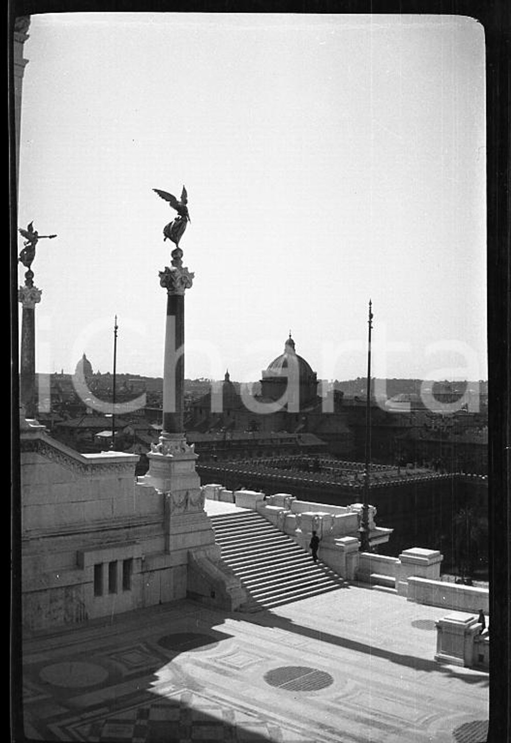 6X4cm NEGATIVO ORIGINALE*1932 ROMA Il Vittoriano con panorama su tetti dell'Urbe