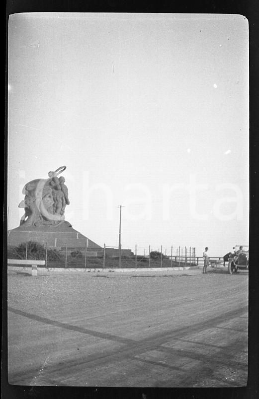 Fotografia d epoca originale 1925 GENOVA QUARTO Monumento ai Mille  Veduta con auto  NEGATIVO ORIGINALE 1