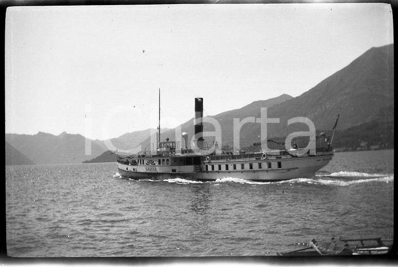 Fotografia d epoca originale 1925 BELLAGIO Piroscafo SAVOIA in navigazione  NEGATIVO ORIGINALE 1