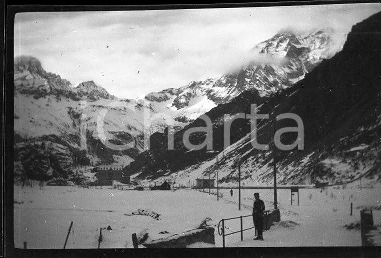 Fotografia d epoca originale 1932 PIAN DELLA MUSSA TO Paesaggio invernale  NEGATIVO ORIGINALE 1