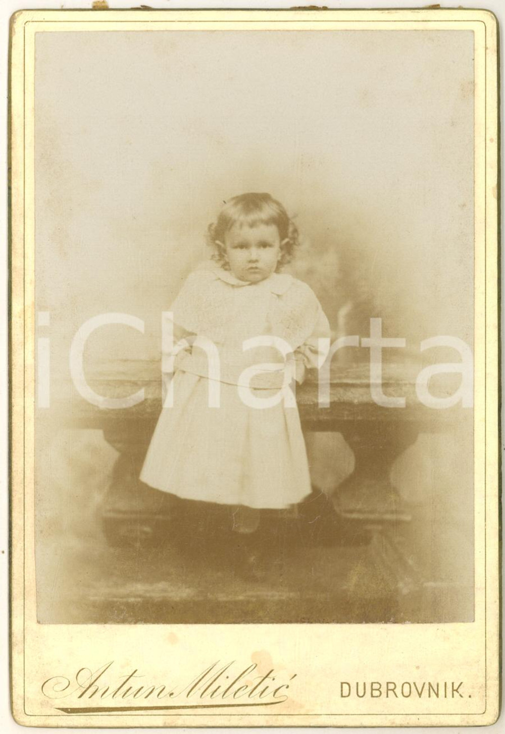 1890 ca DUBROVNIK (CROAZIA) Ritratto di bambina - Foto Antun MILETIC 11x16
