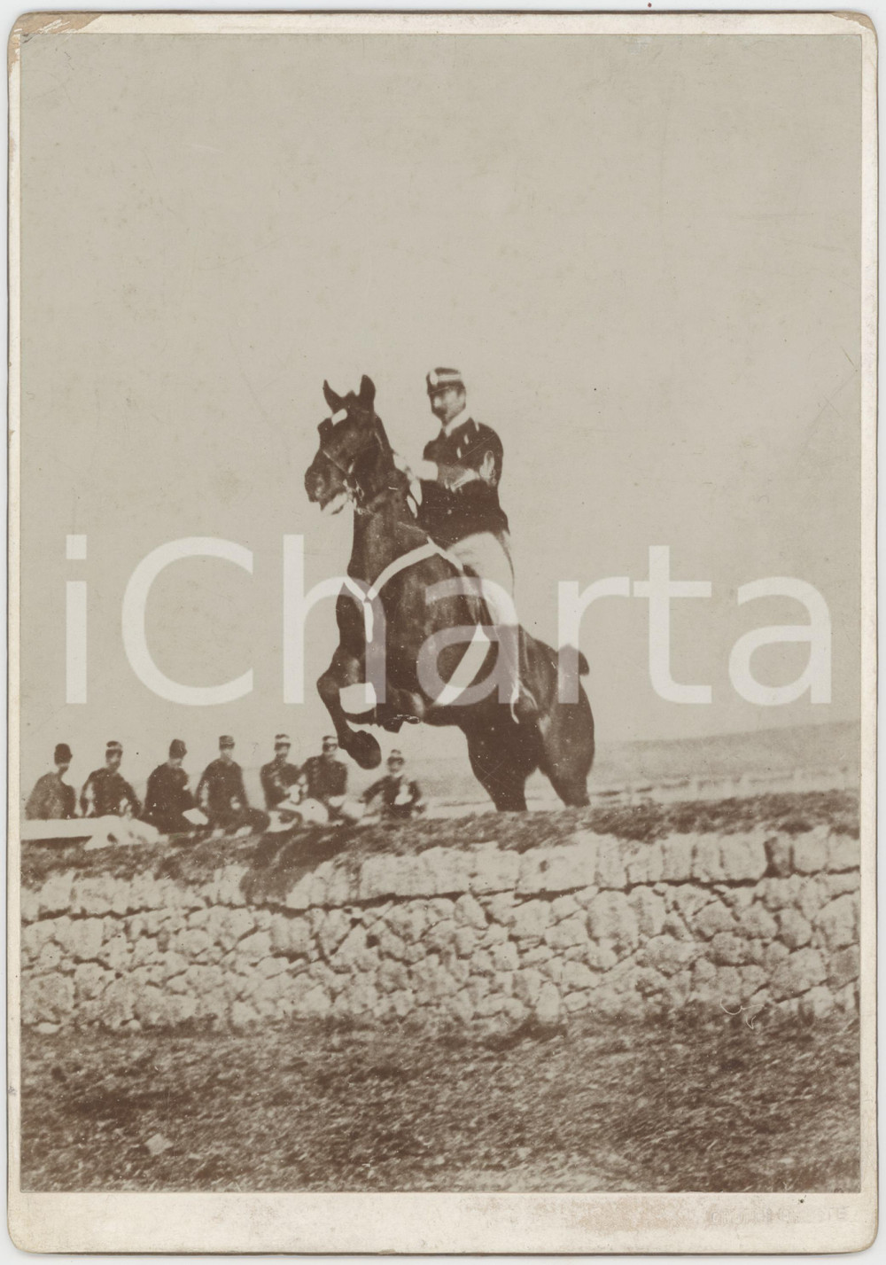 1890 ca Area PADOVA Ufficiale di cavalleria al salto *Foto Oreste CROPPI 17x24