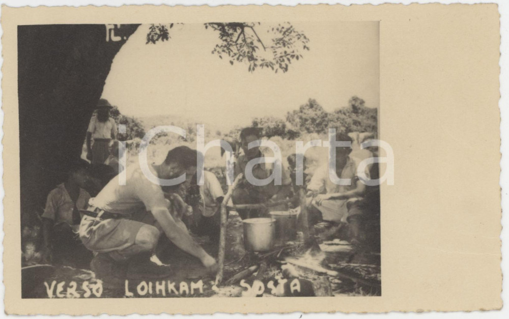 1940 ca MYANMAR - Italiani in sosta sulla via per LOIHKAM - Foto cartolina