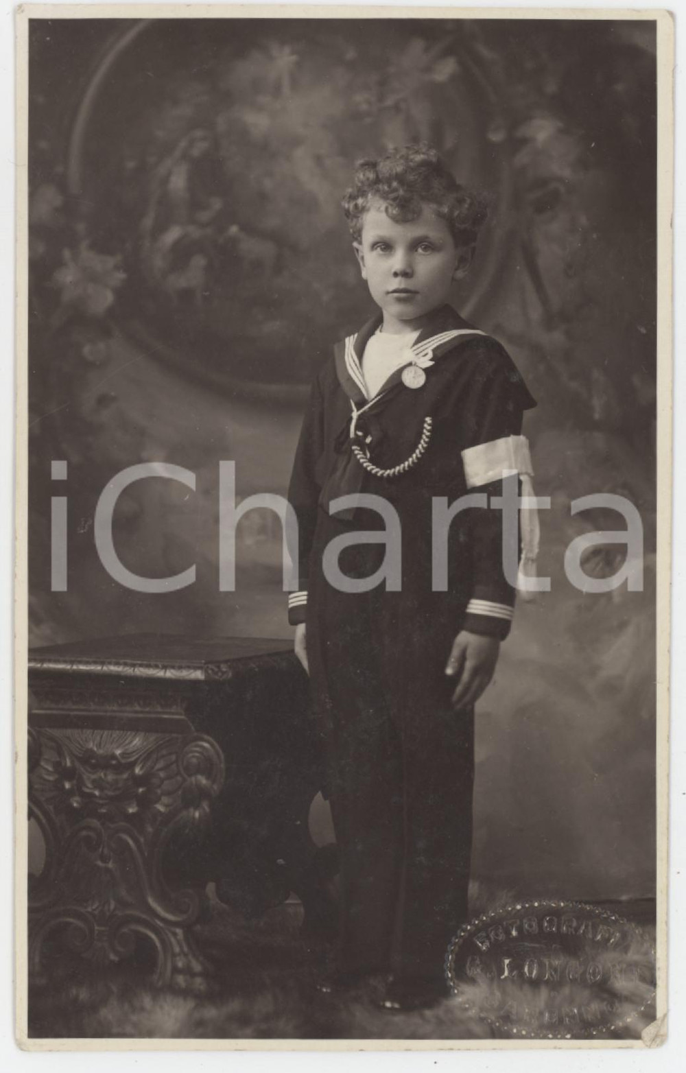 1940 ca SARONNO Bambino alla sua Prima Comunione *Fotocartolina LONGONI VG 8x13