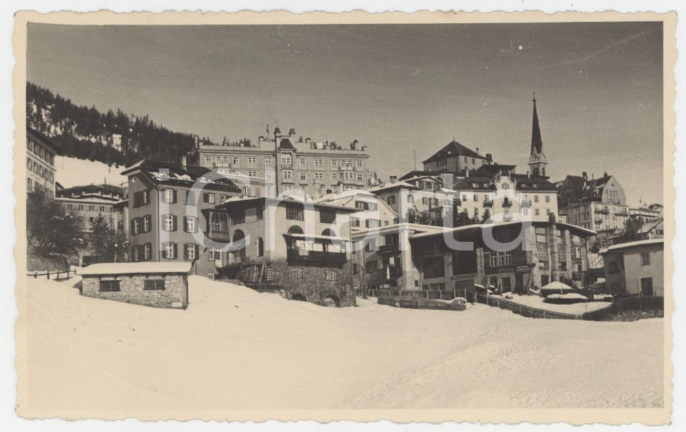 1940 ca SANKT MORITZ Veduta del centro innevato - Foto cartolina 14x9 cm