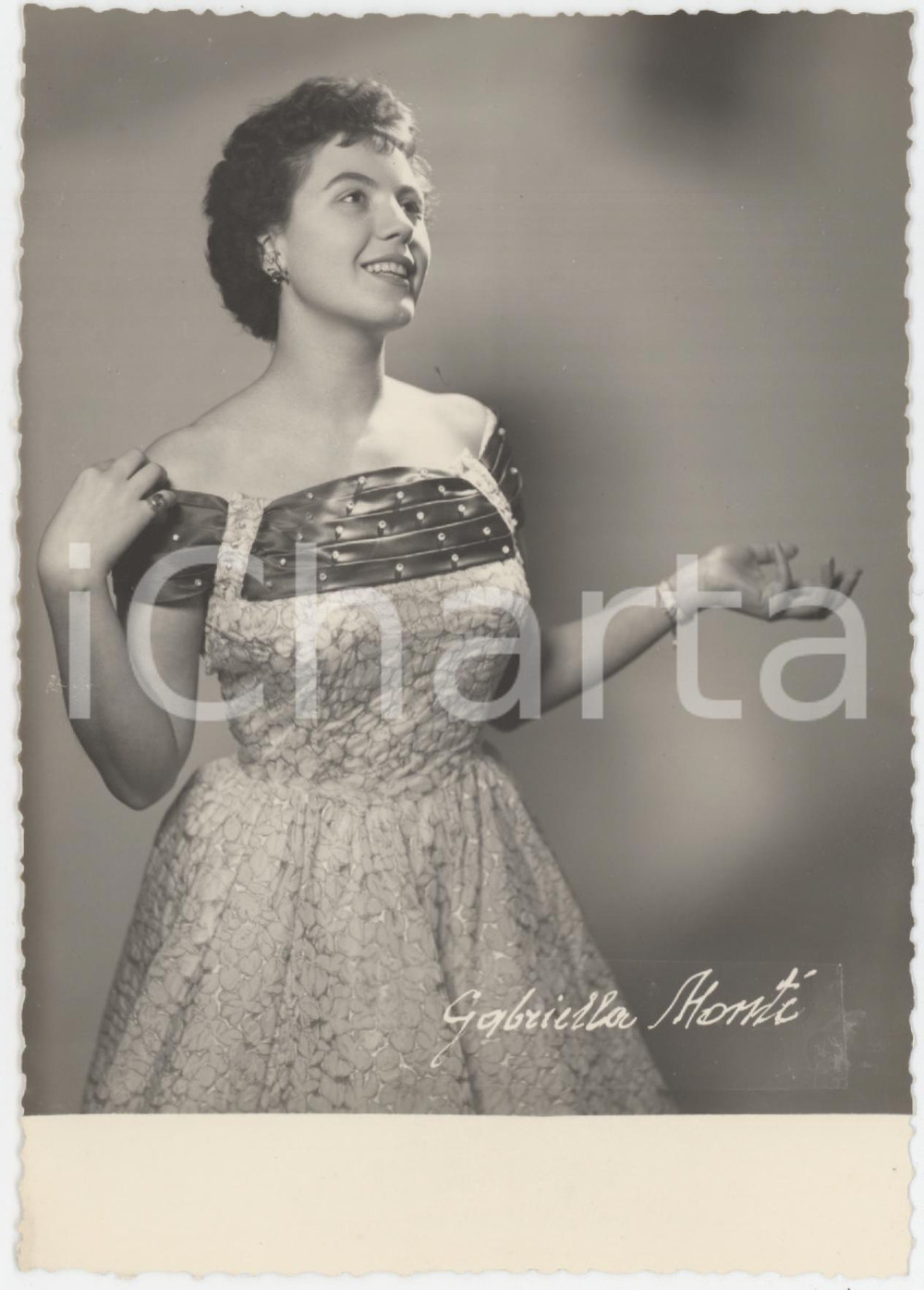 1950 ca COSTUME ITALIA Cantante Gabriella MONTI - Ritratto (2) Foto 10x15 cm