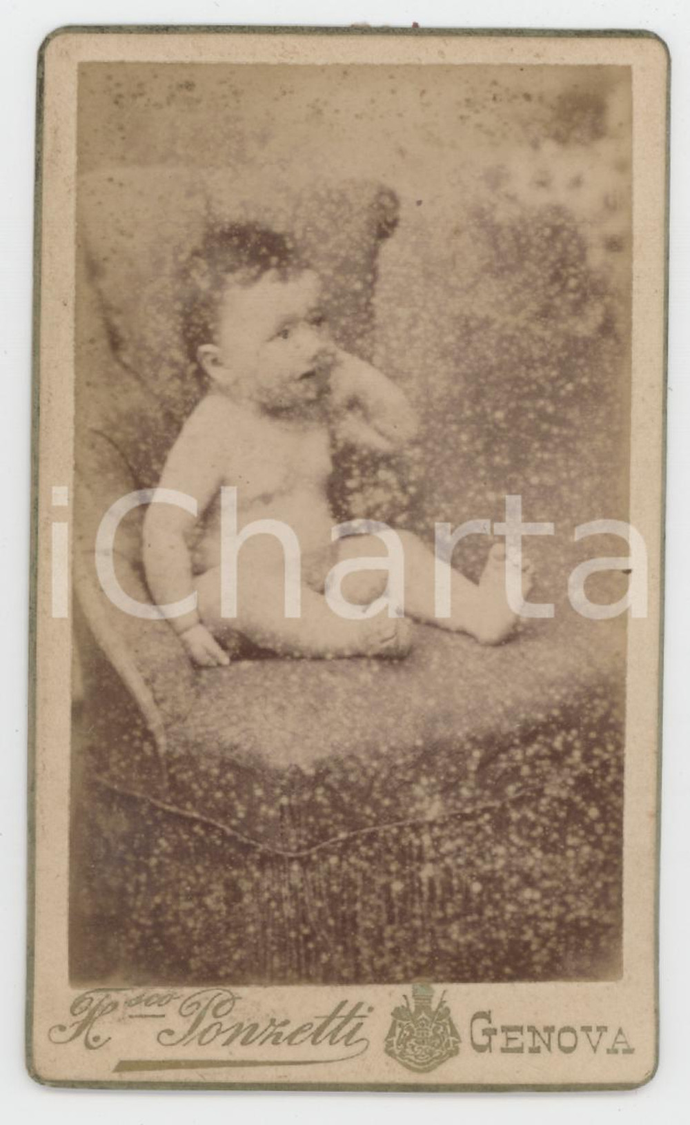 1880 ca GENOVA Ritratto di bambino in poltrona ^Foto Francesco PONZETTI CDV