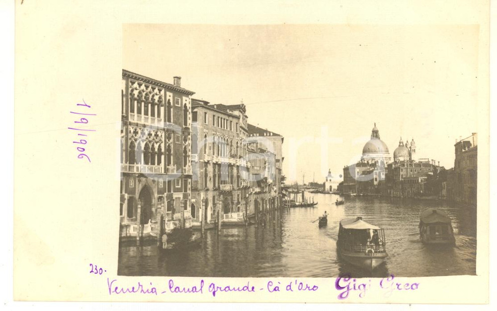 Fotografia d epoca originale 1906 VENEZIA Canal Grande  Ca  d Oro  Foto cartolina ARTISTICA Gigi GREA 1