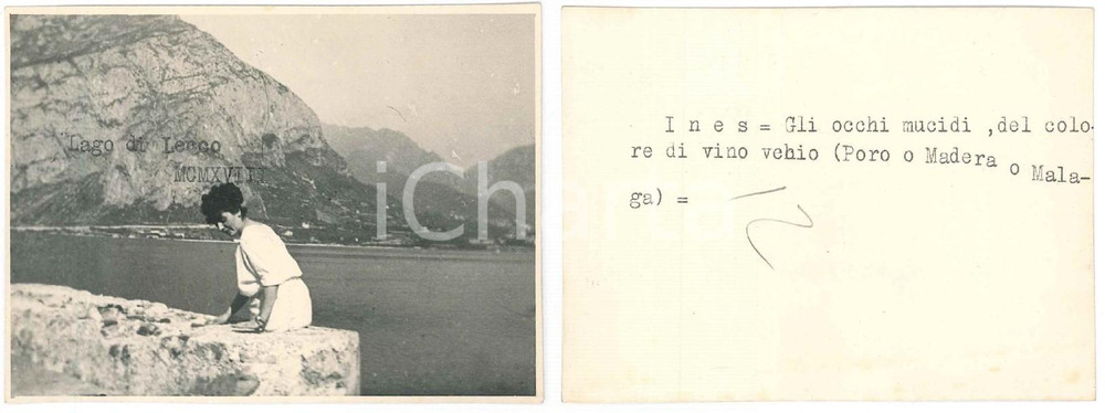 1918 LAGO DI LECCO Giovane donna in riva al lago - Ritratto - Foto 12x9 cm