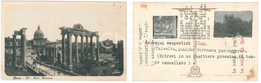 1930 ca ROMA Foro Romano - Cartolina con vere foto al verso - CURIOSA