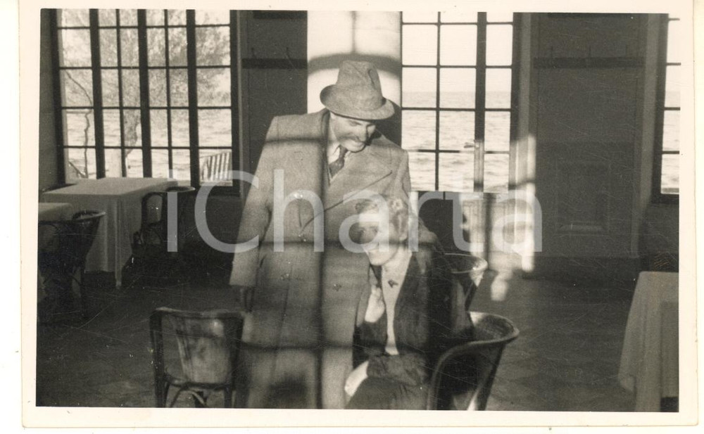 1937 LAGO DI BRACCIANO Coppia al ristorante - Foto vintage 9x14 cm