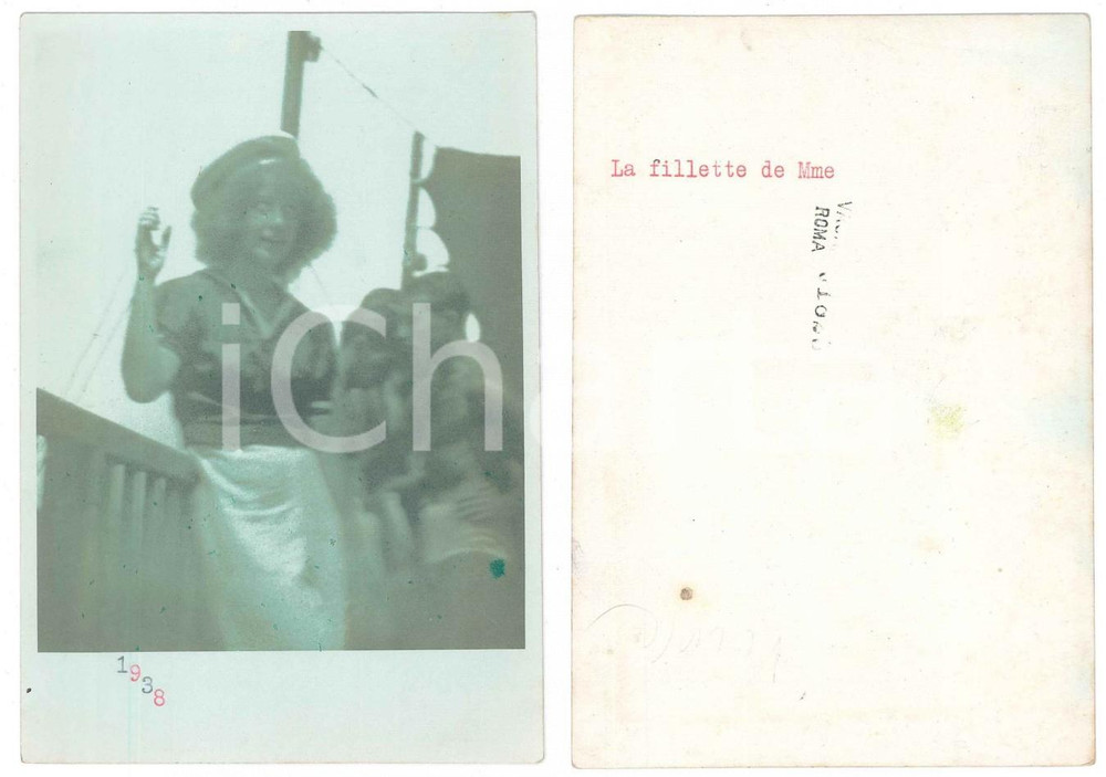 1938 ROMA Ritratto di giovane donna - Foto vintage 10x15 cm  Vera fotografia d'epoca, in formato cartolina postale, con didascalia dattiloscritta al verso. GOOD/buono  Formato: 10x15 cm originale e autentica 1