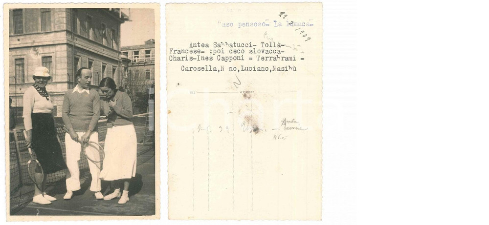 1939 ROMA (?) Tre tennisti dilettanti - Ritratto - Foto vintage 10x15 cm