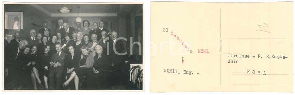 1950 ca ROMA Piazza S. Eustachio - Ristorante TIVOLESE - Foto gruppo 14x9 cm
