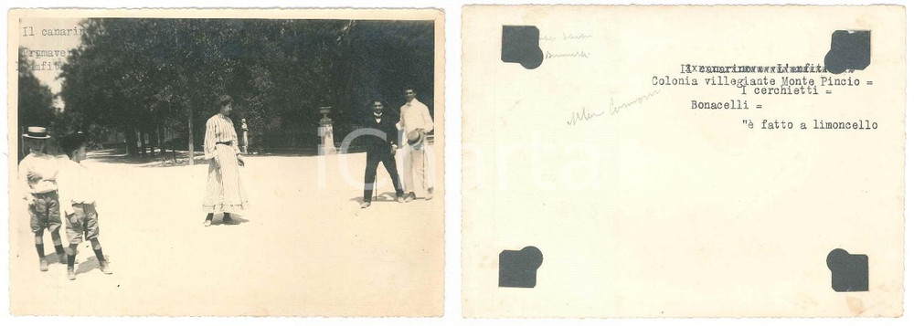 1910 ca ROMA Colle del PINCIO - Giovani alla passeggiata - Foto 18x13 cm